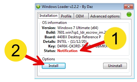 Начало процедуры активации Windows 7 x64
