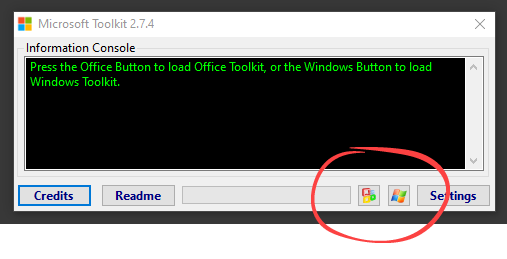 Кнопки активации в Microsoft Toolkit